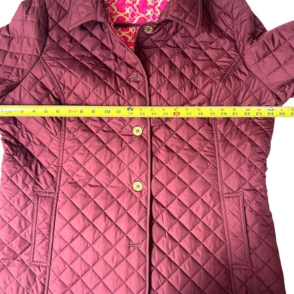 C. Wonder Quilted Burgundy Jacket Women’s XL Pink Print Lining Button Front - Picture 5 of 14